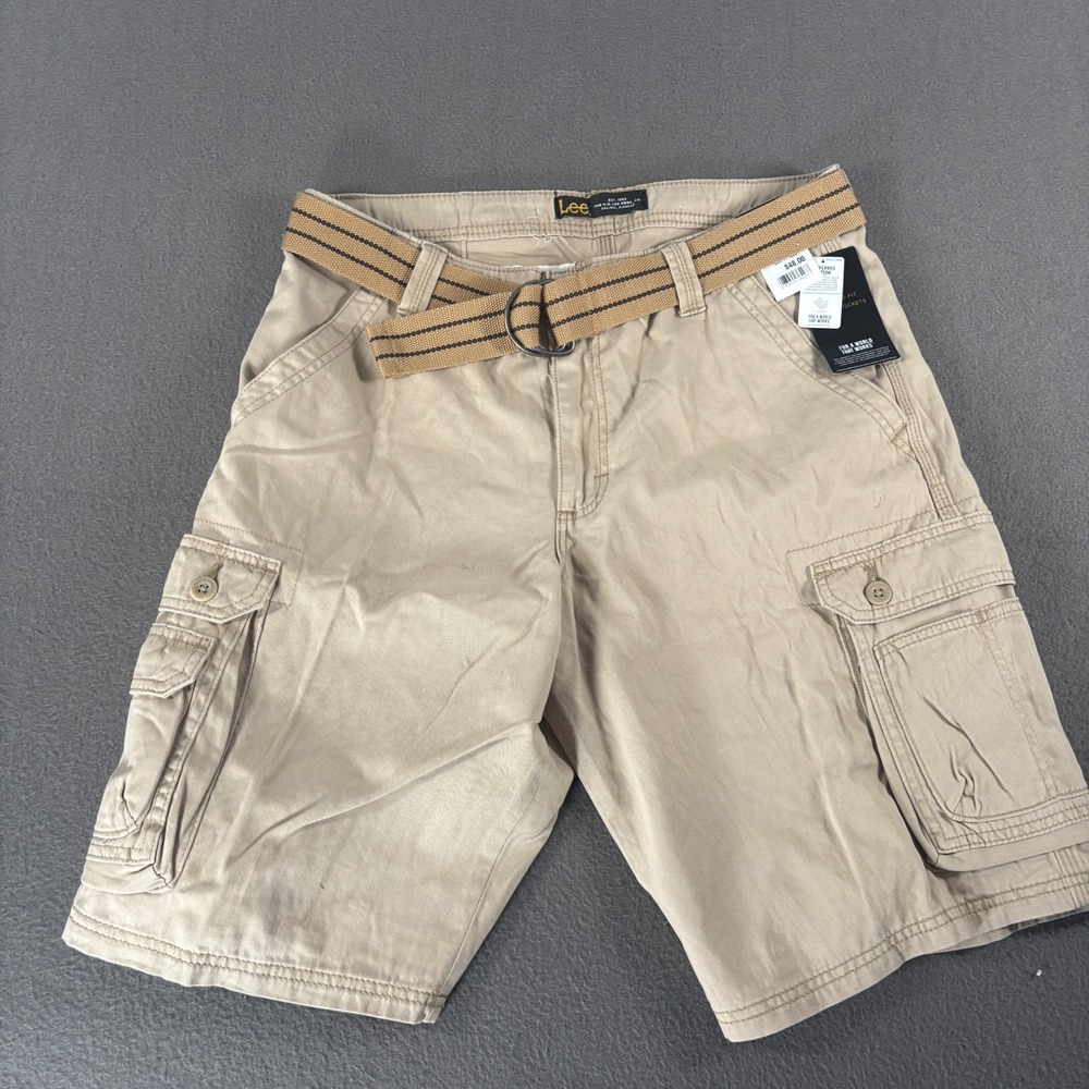 Lee Dungarees Cargo Shorts Mens Size 33 Buff Beige With Belt 102183322